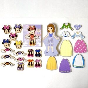 2 Disney Wooden Mix & Match Dress-Up Play Sets: Minnie Puzzle & Magnetic Doll